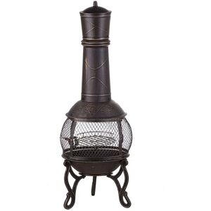 Beliani - Modern Outdoor Charcoal Fire Pit Metal Steel Azteca Chimney Metallic Tacora - Brass