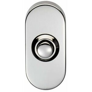 Loops - Decorative Door Bell Cover Bright Stainless Steel 64 x 30mm Oval Push Button