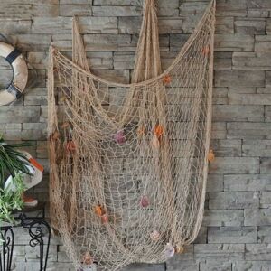 Alwaysh - Decorative fishing net, beach and seaside style, wall decoration with seashells, Mediterranean style door decoration, nautical style