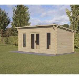 FOREST Elmley 5.0m x 3.0m Log Cabin - Pent Roof, Double Glazed 24kg Polyester Felt, no Underlay