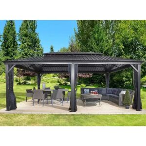 UNIQUEHOMEFURNITURE Extra Large Gazebo Outdoor Patio Structure Garden Aluminium Sun Shelter Canopy