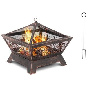 HILLVERT Fire Pit Fire Basket Garden Fire Basket Pit Bronze Coating
