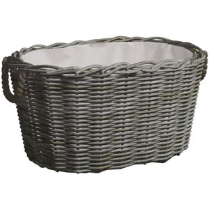 Firewood Basket with Carrying Handles 60x40x28 cm Grey Willow Vidaxl Grey