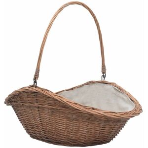 Firewood Basket with Handle 60x44x55 cm Natural Willow Vidaxl Brown