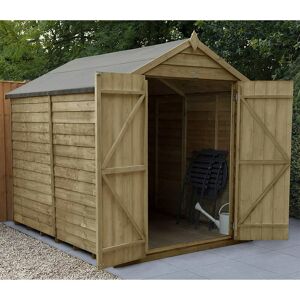 Apex Overlap Pressure Treated 8x6 Wooden Garden Shed - No Windows - Forest