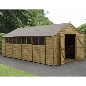 Overlap Pressure Treated 10x20 Apex Shed Workshop Double Door - Forest