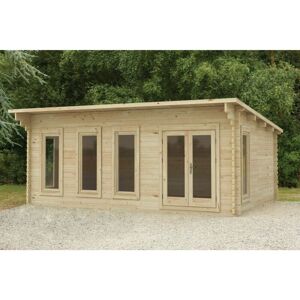 Wolverley 6m x 4m Double Glazed Log Cabin 24kg Polyester Felt & Underlay - Forest