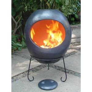 Ellipse Mexican Clay Chimenea Fire Pit Bowl Garden Heater Oval Grey xl - Gardeco