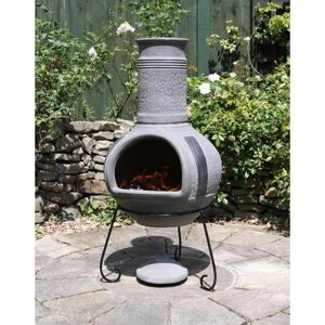 Linea Grey Mexican Clay Chimenea Fire Pit Garden Heater Extra Large xl - Gardeco