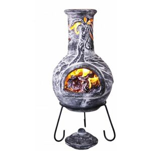 Wyre Dragon Celtic Mexican Clay Chimenea Fire Pit Garden Heater Grey - Gardeco