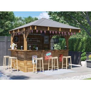 DUNSTER HOUSE LTD. Garden Bar Wooden Outdoor Pub Shed Gazebo Kiosk Counter Heavy Duty Pressure Treated 3m x 3m Leviathan Barzebo