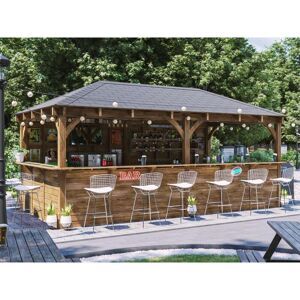 DUNSTER HOUSE LTD. Garden Bar Wooden Outdoor Pub Shed Gazebo Kiosk Counter Heavy Duty Pressure Treated Barzebo 6m x 3m Leviathan