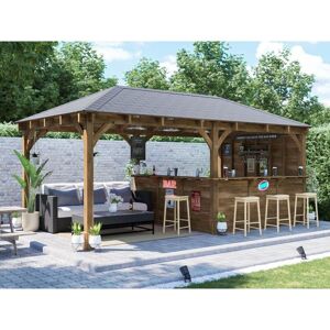 Dunster House Ltd. - Garden Bar Wooden Outdoor Pub Shed Gazebo Kiosk Counter Heavy Duty Pressure Treated Barzebo 6m x 3m Leviathan Side Wall