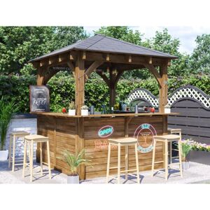 DUNSTER HOUSE LTD. Garden Bar Wooden Outdoor Pub Shed Gazebo Kiosk Counter Heavy Duty Pressure Treated Barzebo 2.5m x 2.5m Leviathan c