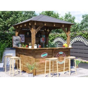 DUNSTER HOUSE LTD. Garden Bar Wooden Outdoor Pub Shed Gazebo Kiosk Counter Heavy Duty Pressure Treated Barzebo 2.5m x 2.5m Leviathan l