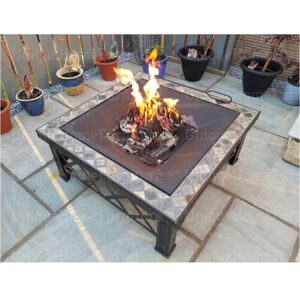 UNIQUEHOMEFURNITURE Garden Fire Pit Large Log Burner Outdoor Patio Heater Metal BBQ Grill Brazier