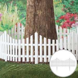 Asab - 4pcs Lawn Edging Border Fence Plastic Edge Wood Effect Wall Fencing - White