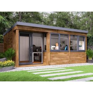 Dunster House Ltd. - Garden Office Helena Left 5.5m x 3.5m - Insulated Home Office Studio Pod Study Room Double Glazing Pressure Treated