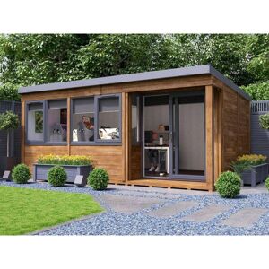 Dunster House Ltd. - Garden Office Helena Right 5.5m x 3.5m - Insulated Home Office Studio Pod Study Room Double Glazing Pressure Treated