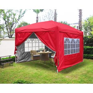 GREENBAY Garden Pop Up Gazebo Outdoor Marquee Tent with 4 Leg Weights Red 3x3m