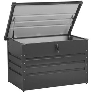 Beliani - Garden Storage Box Dark Grey Steel Lockable Lid 300L Cebrosa - Grey