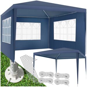 Tectake - Gazebo Baraban 3x3m with 3 side panels - gazebo with sides, garden gazebo, pavilion - blue - blue