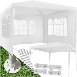 Tectake - Gazebo Baraban 3x3m with 3 side panels - gazebo with sides, garden gazebo, pavilion - white - white