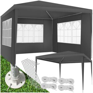 Tectake - Gazebo Baraban 3x3m with 3 side panels - gazebo with sides, garden gazebo, pavilion - grey - grey