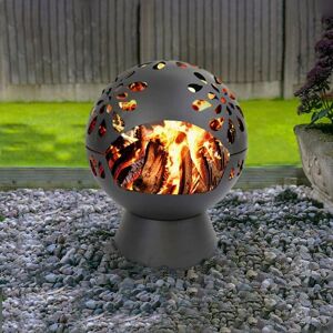 Dawsons Living - Globe Fire Pit - Large 60cm Outdoor Round Firepit for Garden or Patio includes weatherproof cover - Colour: Black