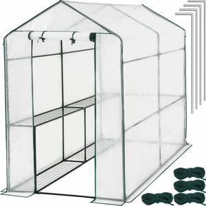 TECTAKE Greenhouse with tarpaulin - small greenhouse, walk in greenhouse, garden greenhouse - white