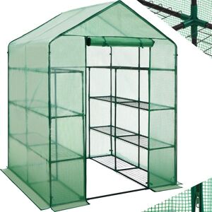 Tectake - Greenhouse tent w/ tarpaulin and shelving (143x143x195cm) - small greenhouse, walk in greenhouse, garden greenhouse - green