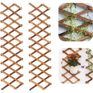 Groofoo - Set of 2 Wooden Garden Trellis for Climbing Plants - Extra Thick and Extendable Hanging Frame for Plants - Ideal Support for Plants,