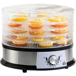 5 Tier Food Dehydrator, 250W for Fruit, Meat, Vegetable, lcd Display - Silver - Homcom