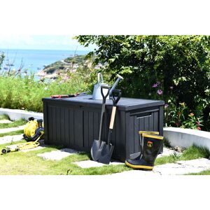 Tungsten 450 Litre 119 Gallon Waterproof Extra Large Lockable Easy-Open Garden Storage Box in Black - Homeology