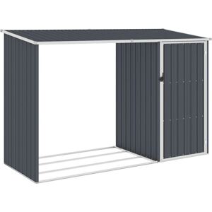 Garden Firewood Shed Anthracite 245x98x159 cm Galvanised Steel - Hommoo