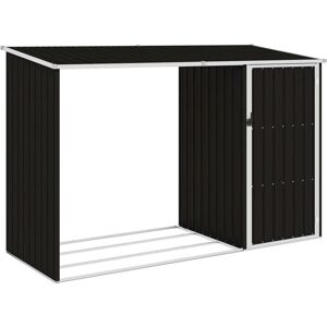 Garden Firewood Shed Brown 245x98x159 cm Galvanised Steel - Hommoo