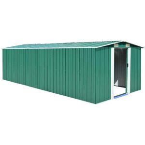 Garden Shed 257x580x181 cm Metal Green - Hommoo