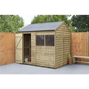 WORCESTER PRESSURE TREATED OVERLAP Installed 6ft x 8ft Pressure Treated Apex Reverse Overlap Shed (2.4m x 1.9m) - Modular - Includes Installation (core)