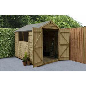 WORCESTER PRESSURE TREATED OVERLAP Installed 8ft x 6ft Pressure Treated Overlap Apex Wooden Garden Shed - Double Doors (2.4m x 1.9m) - Modular - Includes Installation (core)
