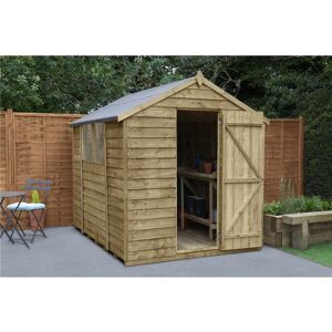 WORCESTER PRESSURE TREATED OVERLAP Installed 8ft x 6ft Pressure Treated Overlap Apex Wooden Garden Shed - Single Door (2.4m x 1.9m) - Modular - Includes Installation (core)