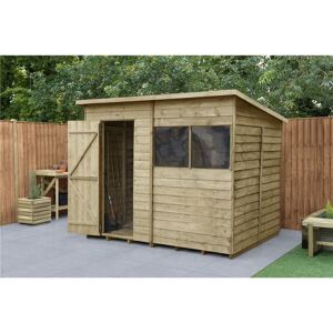 WORCESTER PRESSURE TREATED OVERLAP Installed 8ft X 6ft Pressure Treated Overlap Wooden Pent Shed (2.4m X 1.9m) - Modular - Includes Installation (core)