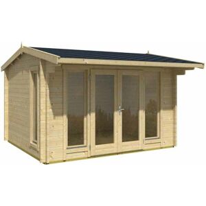 LASITA MAJA Jubilee 44-Log Cabin, Wooden Garden Room, Timber Summerhouse, Home Office - L370 x W412.5 x H245.1 cm