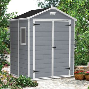 Manor Grey Garden Shed 6 x 5 ft Apex Outdoor Storage Wood Effect Resin - Keter