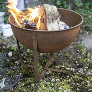 58564 Oxidised Tamba Small Fire Pit Basket Bowl Outdoor Heater - La Hacienda