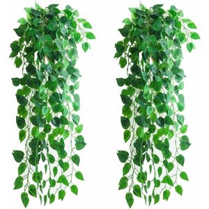Langray - 4 Piece Artificial Green Hanging Split Leaf Leaves, For Wedding Home Garden Wall Decoration (4 Pieces)