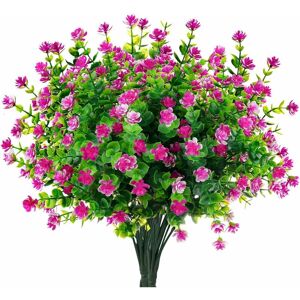 Langray - 8 Bundles Artificial Flowers Outdoor Fuchsia uv Resistant Fake Flowers for Decorations Plastic Fake Flower for Home Garden Patio Farmhouse