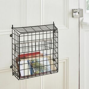 HOUSE OF HOME Letter Box Cage Front Door Mounted Mail Box Letter Guard Post Catcher Black - Black