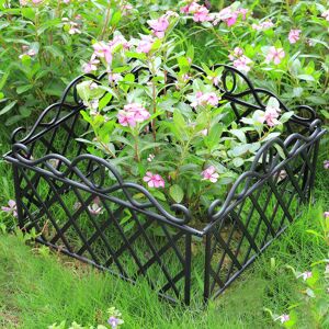 Livingandhome - Black Set of 4 Garden Plastic Edging Fence Panels