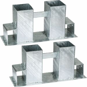 TECTAKE Log holder brackets, galvanised, 2 piece - lumbar brackets, indoor log storage, firewood storage - silver