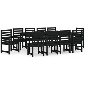 BERKFIELD HOME Mayfair 11 Piece Garden Dining Set Black Solid Wood Pine